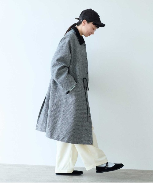 yuni(ユニ )の「ブリティッシュウールツイード マイクロチェックコート 1701CO009242(ステンカラーコート・レディース・ブラック/カーキ・FREE)」の8枚目の写真