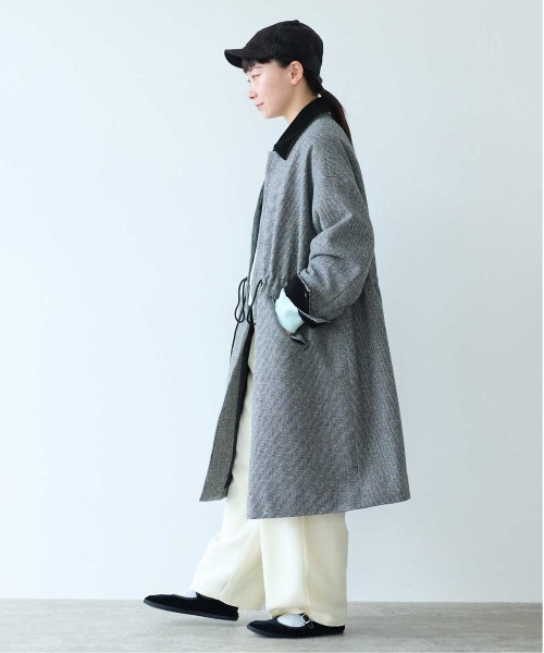 yuni(ユニ )の「ブリティッシュウールツイード マイクロチェックコート 1701CO009242(ステンカラーコート・レディース・ブラック/カーキ・FREE)」の9枚目の写真