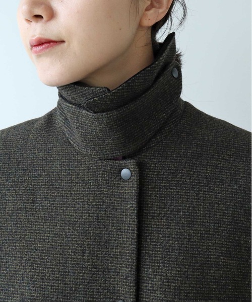 yuni(ユニ )の「ブリティッシュウールツイード マイクロチェックコート 1701CO009242(ステンカラーコート・レディース・ブラック/カーキ・FREE)」の22枚目の写真