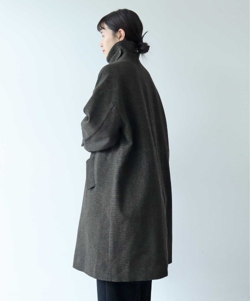 yuni(ユニ )の「ブリティッシュウールツイード マイクロチェックコート 1701CO009242(ステンカラーコート・レディース・ブラック/カーキ・FREE)」の17枚目の写真