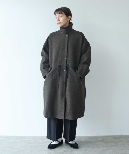 yuni(ユニ )の「ブリティッシュウールツイード マイクロチェックコート 1701CO009242(ステンカラーコート・レディース・ブラック/カーキ・FREE)」の15枚目の写真