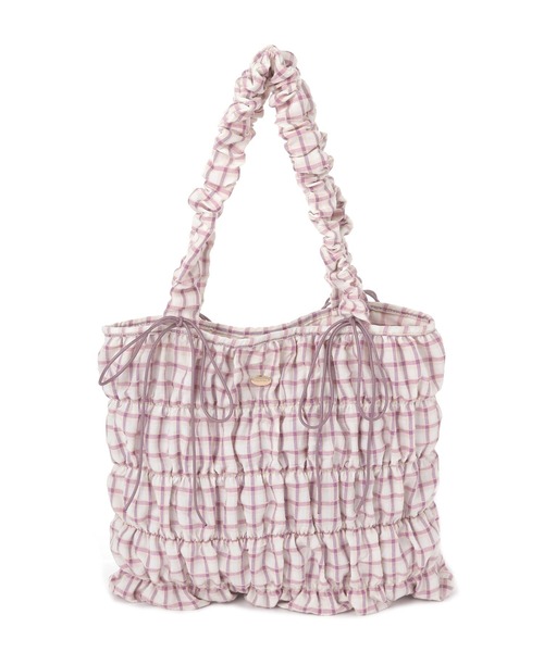 tiny tiny（ティニーティニー）の「ギャザーリボントートバッグ[tiny tiny(ティニーティニー)]（トートバッグ・レディース・ブラック/アイボリー/その他1/パープル系その他/ブルー系その他/ブラック系その他/ピンク系その他/ブルー系その他2/ドット/レオパード/ブラウン系その他/ベージュ系その他/ブラック系その他2/ブルー系その他3/カモフラージュ/アニマル/ピンク系その他2・0）」の11枚目の写真