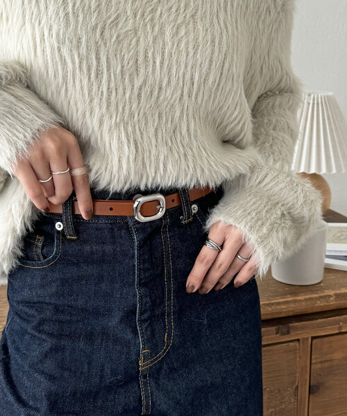 DISCOAT（ディスコート）の「ぷっくりバックル細レザーベルト（ベルト・レディース・ブラウン/キャメル/ブラック・FREE）」の3枚目の写真