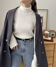 ぷっくりバックル細レザーベルト