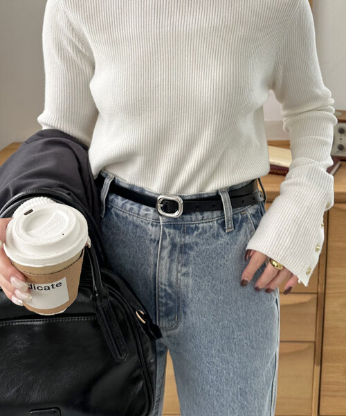 DISCOAT（ディスコート）の「ぷっくりバックル細レザーベルト（ベルト・レディース・ブラウン/キャメル/ブラック・FREE）」の10枚目の写真