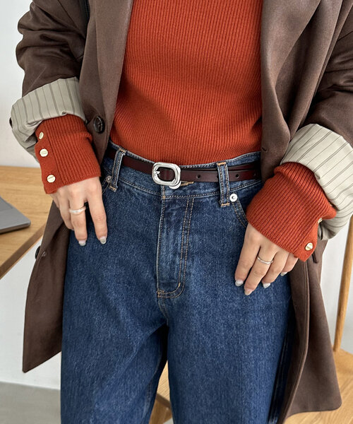 DISCOAT（ディスコート）の「ぷっくりバックル細レザーベルト（ベルト・レディース・ブラウン/キャメル/ブラック・FREE）」の12枚目の写真