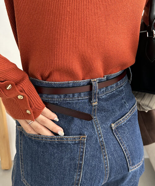 DISCOAT（ディスコート）の「ぷっくりバックル細レザーベルト（ベルト・レディース・ブラウン/キャメル/ブラック・FREE）」の14枚目の写真