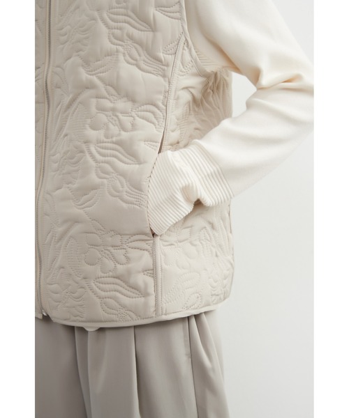 【セール】花柄超音波キルティング薄中綿ジップベスト（ベスト）｜On One's Own（オンワンズオン）