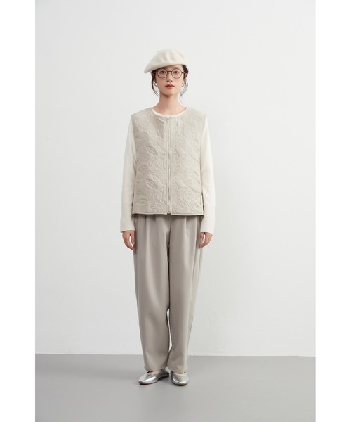 【セール】花柄超音波キルティング薄中綿ジップベスト（ベスト）｜On One's Own（オンワンズオン）