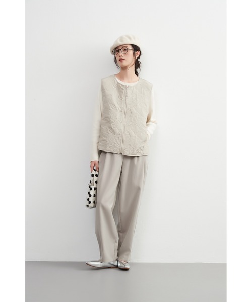 【セール】花柄超音波キルティング薄中綿ジップベスト（ベスト）｜On One's Own（オンワンズオン）