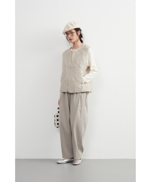 【セール】花柄超音波キルティング薄中綿ジップベスト（ベスト）｜On One's Own（オンワンズオン）