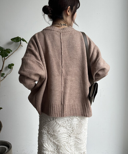 【WEB限定】ヤクライクショート丈ワイドクルーネックプルオーバー（ニット/セーター）｜DouDou（ドゥドゥ）