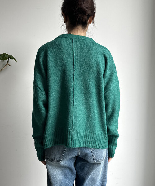 【WEB限定】ヤクライクショート丈ワイドクルーネックプルオーバー（ニット/セーター）｜DouDou（ドゥドゥ）