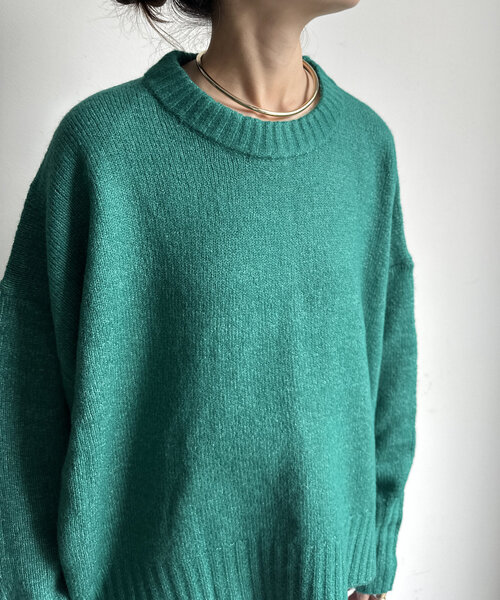 【WEB限定】ヤクライクショート丈ワイドクルーネックプルオーバー（ニット/セーター）｜DouDou（ドゥドゥ）