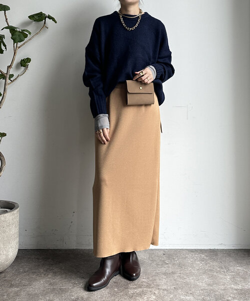 【WEB限定】ヤクライクショート丈ワイドクルーネックプルオーバー（ニット/セーター）｜DouDou（ドゥドゥ）