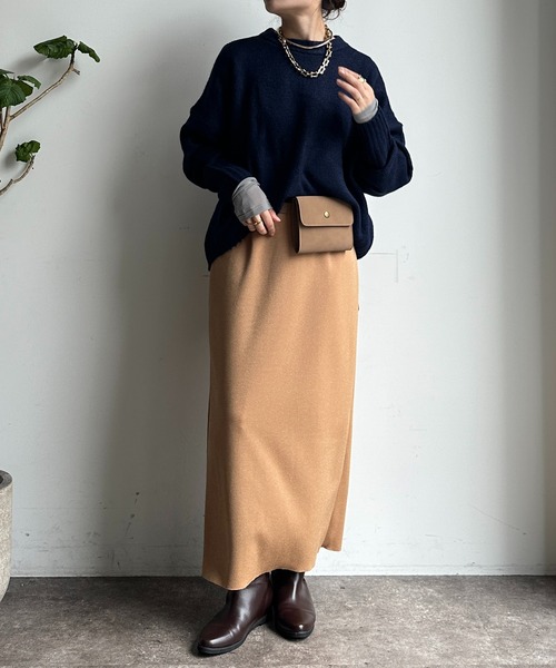 【WEB限定】ヤクライクショート丈ワイドクルーネックプルオーバー（ニット/セーター）｜DouDou（ドゥドゥ）