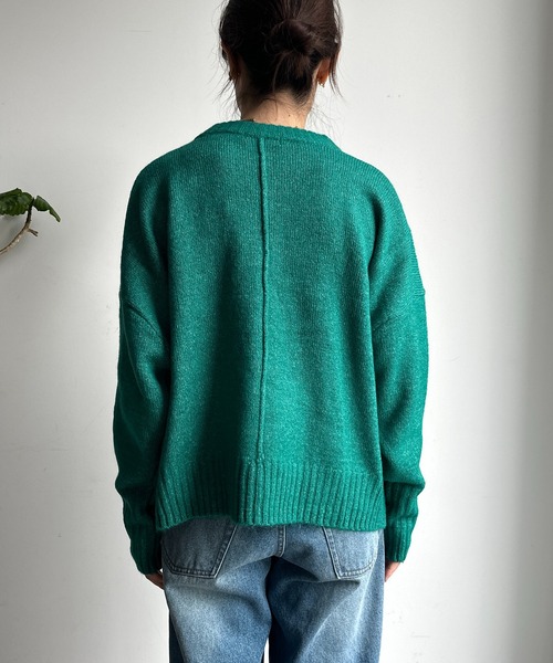 【WEB限定】ヤクライクショート丈ワイドクルーネックプルオーバー（ニット/セーター）｜DouDou（ドゥドゥ）