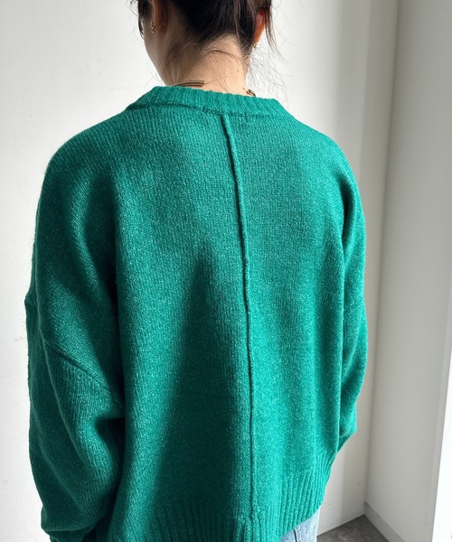 【WEB限定】ヤクライクショート丈ワイドクルーネックプルオーバー（ニット/セーター）｜DouDou（ドゥドゥ）