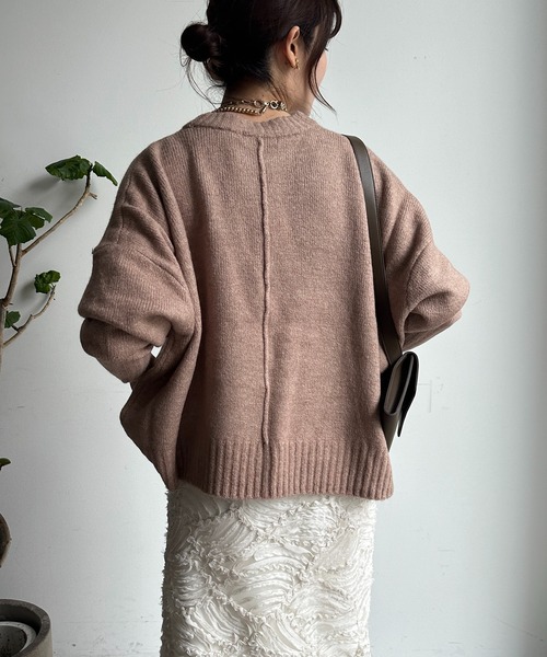 【WEB限定】ヤクライクショート丈ワイドクルーネックプルオーバー（ニット/セーター）｜DouDou（ドゥドゥ）