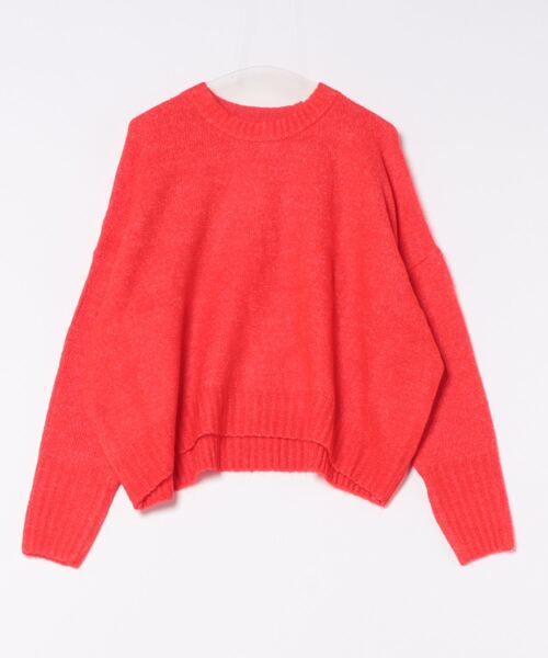 【WEB限定】ヤクライクショート丈ワイドクルーネックプルオーバー（ニット/セーター）｜DouDou（ドゥドゥ）