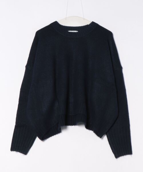 【WEB限定】ヤクライクショート丈ワイドクルーネックプルオーバー（ニット/セーター）｜DouDou（ドゥドゥ）