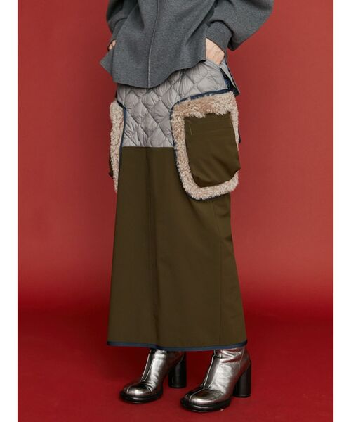 UN3D.（アンスリード）の「FABRIC MIX SK / ファブリックミックススカート（スカート・レディース・ブラック/カーキ・38/36）」の19枚目の写真