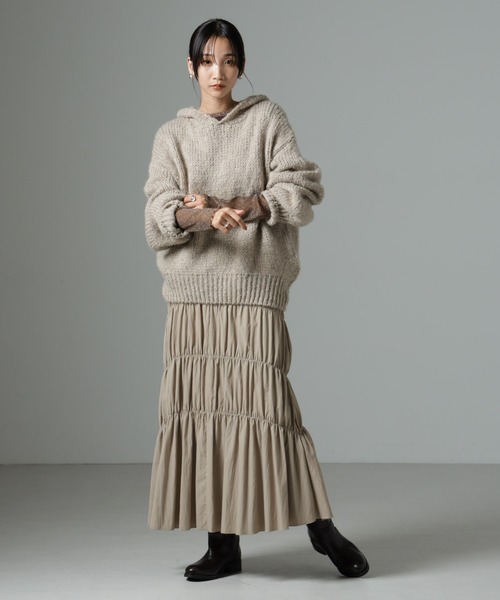 NANO universe（ナノユニバース）の「シアーラメ切り替えロングＴシャツ（Tシャツ/カットソー・レディース・ホワイト/ブラック/ブラウン・FREE）」の8枚目の写真