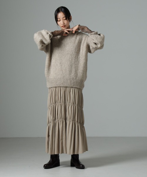 NANO universe（ナノユニバース）の「シアーラメ切り替えロングＴシャツ（Tシャツ/カットソー・レディース・ホワイト/ブラック/ブラウン・FREE）」の10枚目の写真