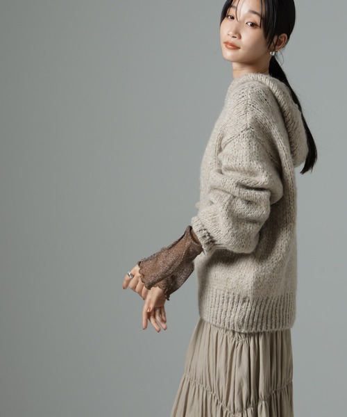 NANO universe（ナノユニバース）の「シアーラメ切り替えロングＴシャツ（Tシャツ/カットソー・レディース・ホワイト/ブラック/ブラウン・FREE）」の5枚目の写真