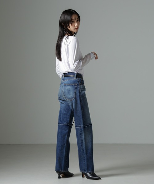 NANO universe（ナノユニバース）の「シアーラメ切り替えロングＴシャツ（Tシャツ/カットソー・レディース・ホワイト/ブラック/ブラウン・FREE）」の20枚目の写真