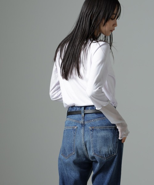 NANO universe（ナノユニバース）の「シアーラメ切り替えロングＴシャツ（Tシャツ/カットソー・レディース・ホワイト/ブラック/ブラウン・FREE）」の15枚目の写真