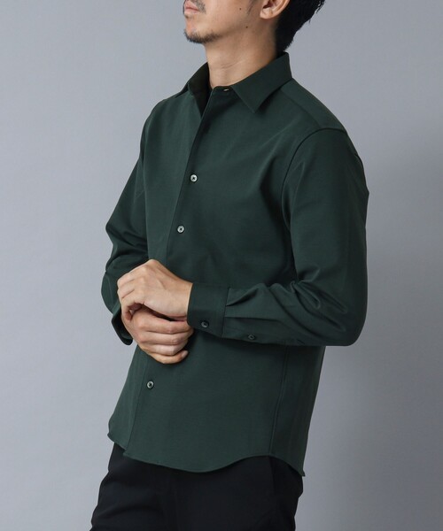 NOLLEY’S(ノーリーズ)の「【ACTIVE SECT】《限定展開 / 透湿 / UVカット》ポンチスリムレギュラーシャツ(シャツ/ブラウス・メンズ・グレー/ダークグリーン/ブラック・S/L/M)」の1枚目の写真