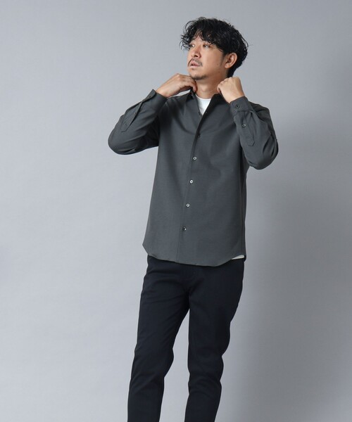 NOLLEY’S(ノーリーズ)の「【ACTIVE SECT】《限定展開 / 透湿 / UVカット》ポンチスリムレギュラーシャツ(シャツ/ブラウス・メンズ・グレー/ダークグリーン/ブラック・S/L/M)」の4枚目の写真