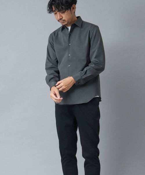 NOLLEY’S(ノーリーズ)の「【ACTIVE SECT】《限定展開 / 透湿 / UVカット》ポンチスリムレギュラーシャツ(シャツ/ブラウス・メンズ・グレー/ダークグリーン/ブラック・S/L/M)」の5枚目の写真