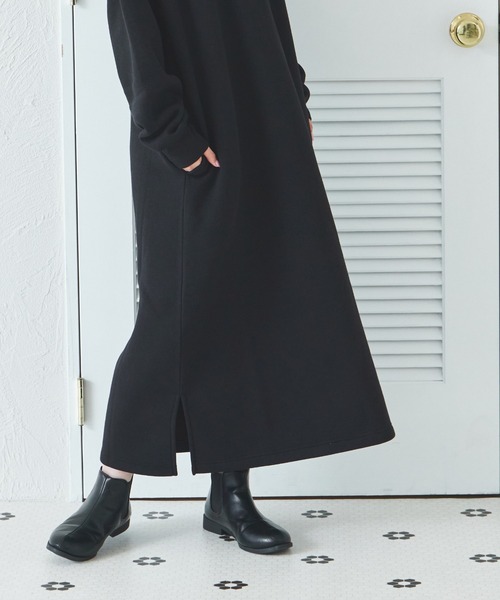 pairmanon(ペアマノン)の「【ママサイズ】裏起毛 リラックスシルエット ワンピース(ワンピース・レディース・ブラック/ベージュ/ブラウン/ブルー・FREE)」の5枚目の写真