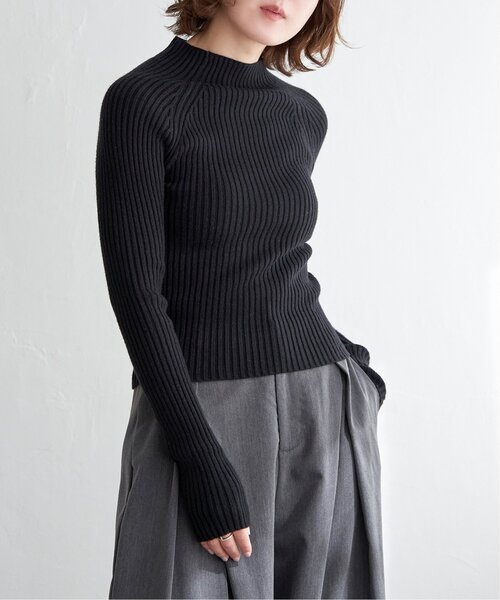 notch.（ノッチ）の「プチハイネックリブニット（ニット/セーター・レディース・ブラック/オフホワイト/グレー・M）」の7枚目の写真