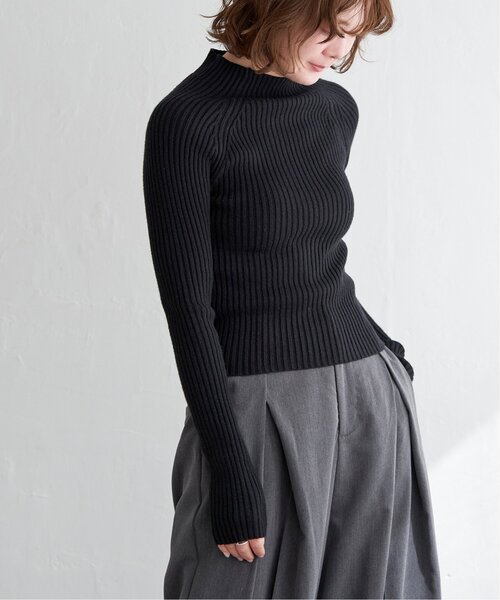 notch.（ノッチ）の「プチハイネックリブニット（ニット/セーター・レディース・ブラック/オフホワイト/グレー・M）」の9枚目の写真