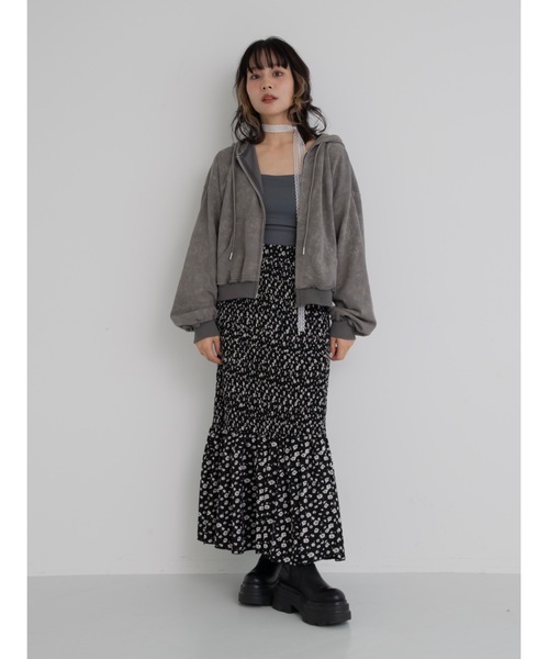 JUMELLE（ジュメロ）の「【セットアップ着用可能】cozy damage hoodie（パーカー・レディース・グレー/アイボリー・FREE）」の12枚目の写真