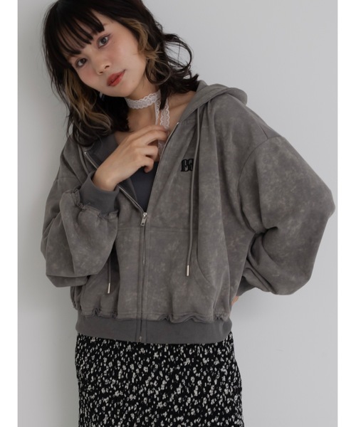 JUMELLE（ジュメロ）の「【セットアップ着用可能】cozy damage hoodie（パーカー・レディース・グレー/アイボリー・FREE）」の15枚目の写真