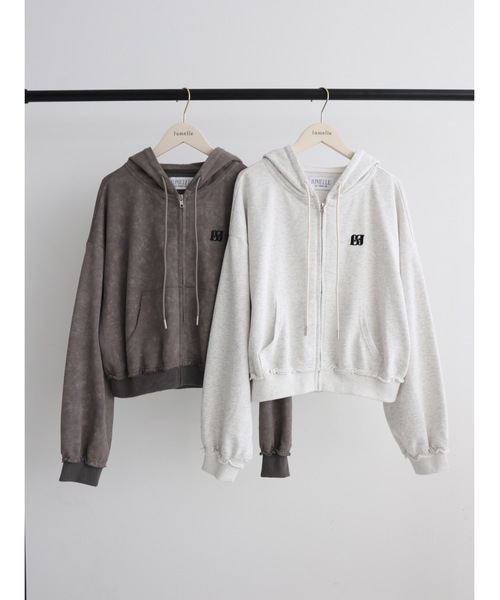 JUMELLE（ジュメロ）の「【セットアップ着用可能】cozy damage hoodie（パーカー・レディース・グレー/アイボリー・FREE）」の5枚目の写真