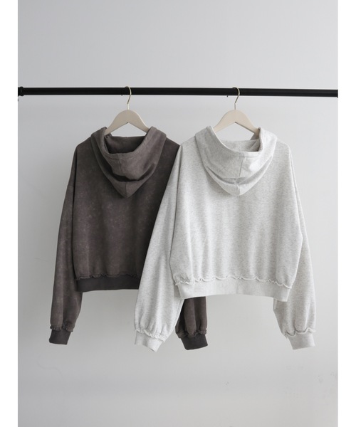 JUMELLE（ジュメロ）の「【セットアップ着用可能】cozy damage hoodie（パーカー・レディース・グレー/アイボリー・FREE）」の8枚目の写真