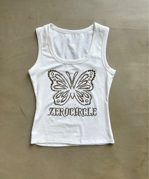 SHAGGIE(シャギー)の「バタフライ柄スタッズタンクトップ(タンクトップ・レディース・ブラック/オレンジ/ホワイト・FREE)」の18枚目の写真