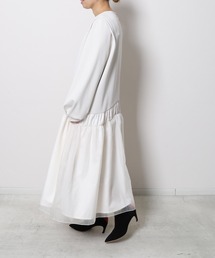 ホワイト 長袖 カットソーワンピース :Re.Verofonna，ヴェロフォンナ Re.Verofonna（ヴェロフォンナ）の「ドッキングワンピース（ワンピース