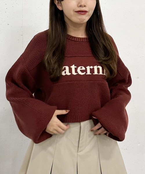 archives（アルシーヴ）の「畦編みロゴＪＱニット（ニット/セーター・レディース・グレー/アイボリー/ブラック/オレンジ・MEDIUM）」の2枚目の写真