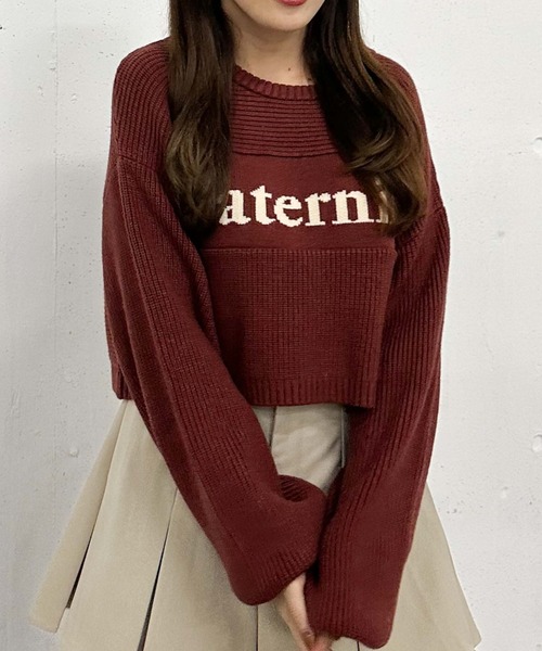 archives（アルシーヴ）の「畦編みロゴＪＱニット（ニット/セーター・レディース・グレー/アイボリー/ブラック/オレンジ・MEDIUM）」の7枚目の写真