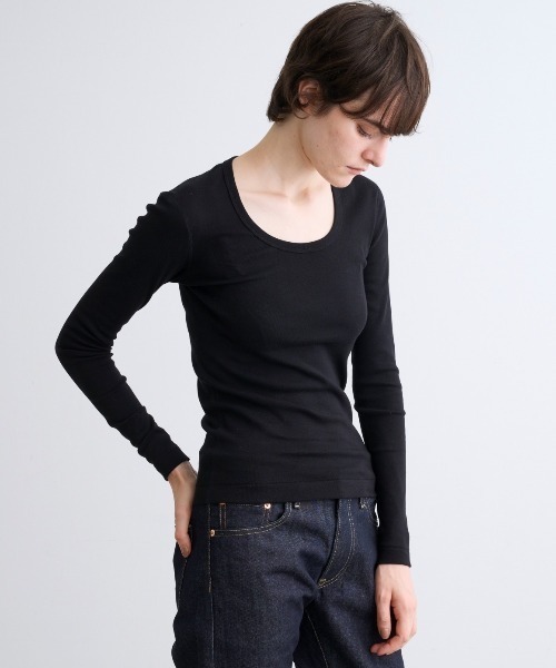 three dots(スリードッツ)の「ジェシカ 長袖(Tシャツ/カットソー・レディース・グレー/ブラック/ホワイト/ネイビー・SMALL/MEDIUM)」の3枚目の写真