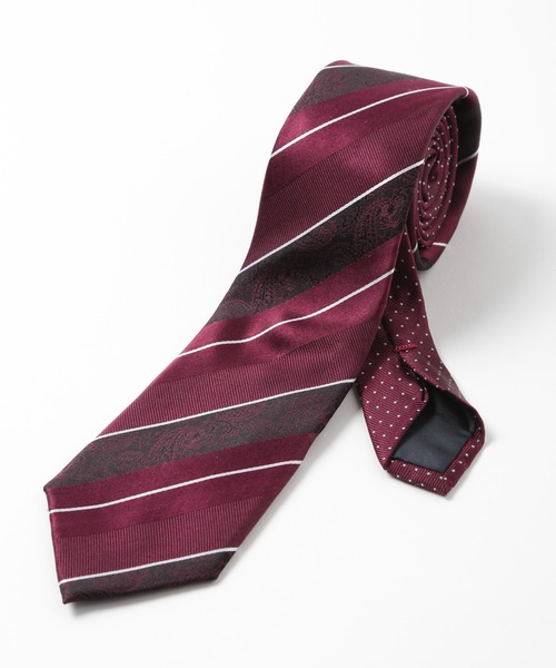 CROWDED CLOSET（クラウデッドクローゼット）の「ストライプシャドーペイズリー/ピンドット柄クレリックタイ（ネクタイ・メンズ・シルバー/ベージュ/ターコイズブルー/ボルドー/ネイビー・FREE）」の5枚目の写真