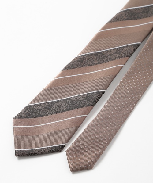 CROWDED CLOSET（クラウデッドクローゼット）の「ストライプシャドーペイズリー/ピンドット柄クレリックタイ（ネクタイ・メンズ・シルバー/ベージュ/ターコイズブルー/ボルドー/ネイビー・FREE）」の6枚目の写真
