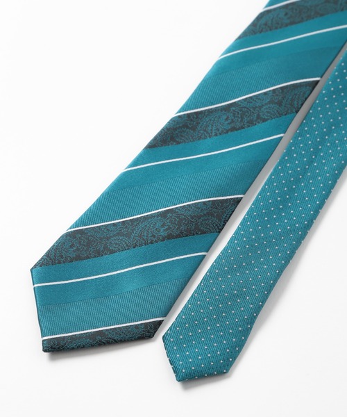 CROWDED CLOSET（クラウデッドクローゼット）の「ストライプシャドーペイズリー/ピンドット柄クレリックタイ（ネクタイ・メンズ・シルバー/ベージュ/ターコイズブルー/ボルドー/ネイビー・FREE）」の8枚目の写真