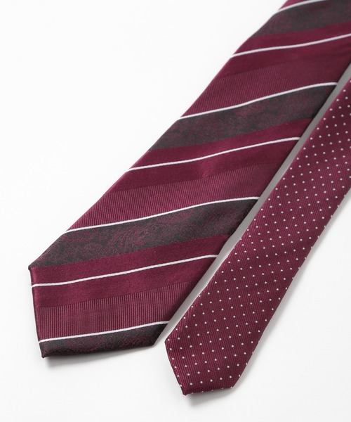 CROWDED CLOSET（クラウデッドクローゼット）の「ストライプシャドーペイズリー/ピンドット柄クレリックタイ（ネクタイ・メンズ・シルバー/ベージュ/ターコイズブルー/ボルドー/ネイビー・FREE）」の9枚目の写真